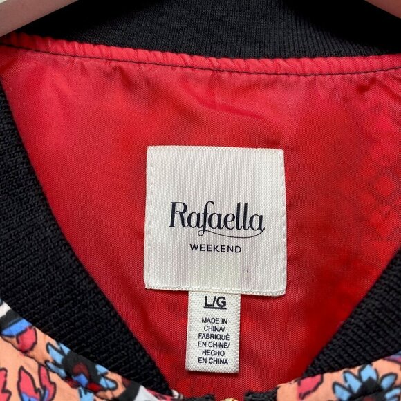 RAFAELLA Weekend Jacket Size Large Black Boho Print Zip Front Bomber Sportswear - Picture 6 of 10